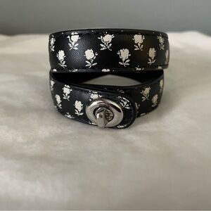 ** SOLD ** COACH Leather Bracelet Choker - Black/ White Badlands Floral Leather